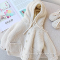 Jaqueta de malha de lã de cordeiro engrossada para meninas